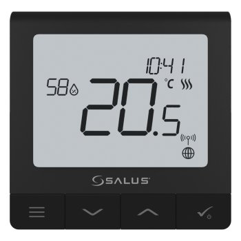 Комнатный термостат программируемый SALUS Quantum SQ610B, проводной, 230 В, Zigbee, монтаж в подрозетник, чёрный